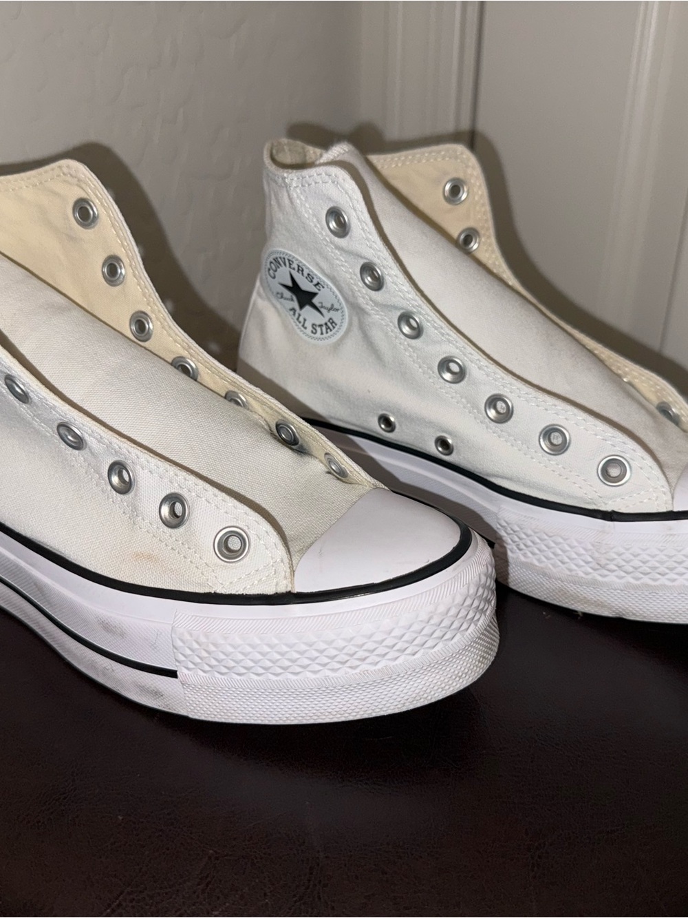 White Platform High Top Converse Sneakers size 7 women